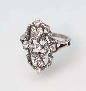 Anello in argento 925 9901709 art deco pietre swarovski misura 53 - Foto 1 di 2