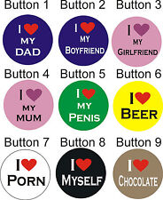 Button Ansteckbutton inkl. Ihrem Wunschmotiv I Love ... Buttons versch. Farben
