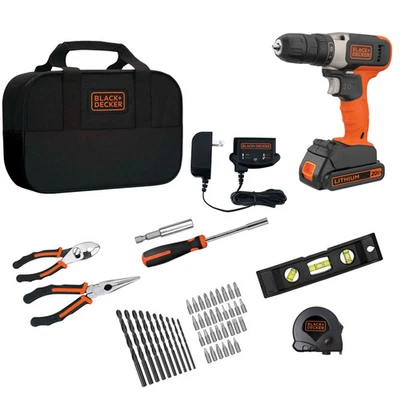Taladro inalámbrico BLACK+DECKER 20V MAX* con kit de proyecto para el hogar de 49 piezas - BCK50C1 Foto 1 de 2