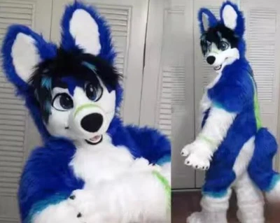 Disfraz de mascota de zorro husky de piel larga traje de Halloween disfraces Foto 1 de 4
