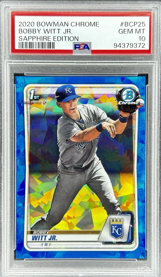 BOBBY WITT JR 2020 1st BOWMAN Chrome SAPPHIRE Edition BCP-25 PSA 10 - Image 1 of 3