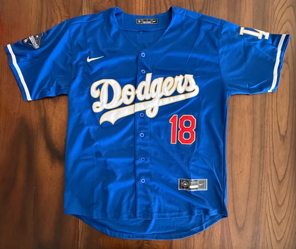 Yamamoto Dodgers Jersey w/ 2025 Champions Patch and gold trim - Ready to ship