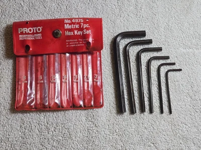 Vintage Proto Professional Tools No 4975 Metric 7 Piece Hex Key Set USA - Image 1 of 4