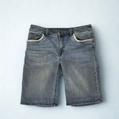 Christopher & Banks Pantalones Cortos Mujer 8 Bermudas Tiro Medio Elastizados Denim Azul Foto 1 de 4