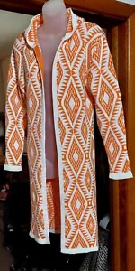 MSRP $91 Avorwe Orange Geometric Wool-Blend Open Cardigan Size 38 NWOT - Picture 1 of 3