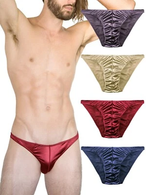 Mens Satin Bikini Briefs Panties S to 3XL Silky Sexy Mens Underwear Multi Pack - Image 1 of 4