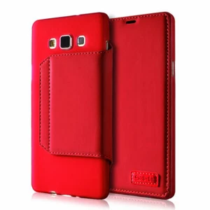 S-Ch PU Leather/Gel Silicone (for: Samsung Galaxy A7) RED Phone Cover Stand Case - Picture 1 of 6