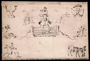 1840 Fores No 4 Jagd Original Mulready Karikatur gut unbenutzt - Bild 1 von 2