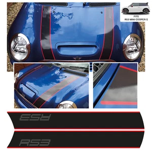R53 schwarze Motorhaube Streifen Aufkleber passt Mini Cooper S R53 blasenfrei exakte Passform - Bild 1 von 5