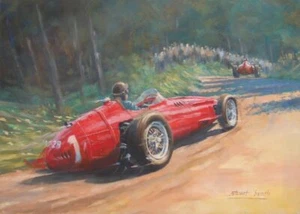 Juan Manuel Fangio Maserati 250F deportes de motor carreras coche clásico estampado artístico - Imagen 1 de 1