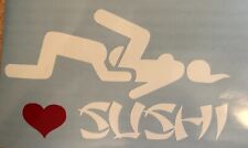 I Love Sushi w/RED HEART Decal Funny Car Vinyl Sticker Euro JDM Racing Window