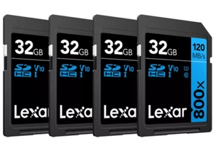 Lexar 32GB High-Performance 800x UHS-I SD HC Memory Card BLUE Series - (4-Pack) - Picture 1 of 1