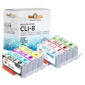 8PK CLI-8 Ink Set w/ Red & Green for Canon PIXMA Pro6000 Pro6500 Pro9000 Mark II - Picture 1 of 2