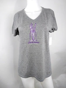 Life is Good Women Short Sleeve Crusher Lite Vee Paint Jar Gray Medium 69650 - Picture 1 of 10