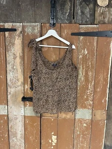 Gap Sleeveless Cheetah Print Top Brown Mix Tie Shoulder Light Causal Medium - Picture 1 of 12