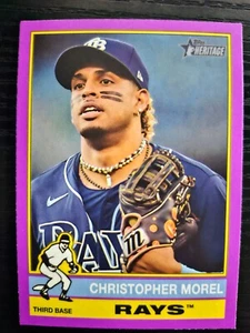 2025 Topps Heritage Christopher Morel Purple #299 Rays - Bild 1 von 2