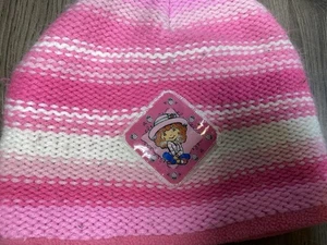Vintage Y2K Strawberry Shortcake Pink Striped Beanie Winter Hat Girls 1 -3T - Picture 1 of 5