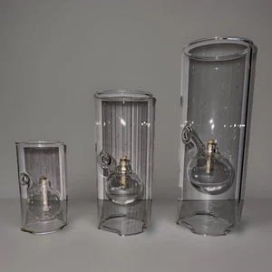 Vintage 3 Wolfard Hand Blown Glass Oil Lamps w/ Wicks MCM 12”, 9” & 6” MINT! - Picture 1 of 8
