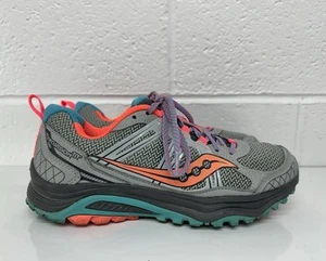Saucony Women's Grid Excursion Tr10 Trail Running Shoe Grey/Blue/Coral Size 8 - Picture 1 of 10