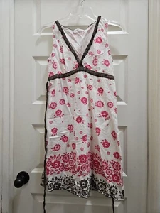 VGUC Aeropostale Floral Print V Neck Dress - S - White/Pink/Brown - Imagen 1 de 6
