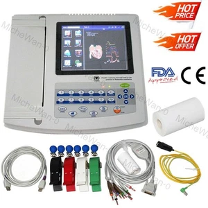 12-Kanal-Elektrokardiograph mit Diagnoseergebnissen USB-PC-Software Drucker - Picture 1 of 13