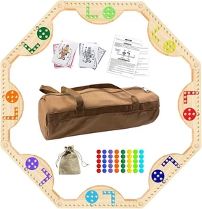 Solid Wood Marbles and Jokers Board Game: Versatile Family Entertainment for 2-8 - Picture 1 of 8