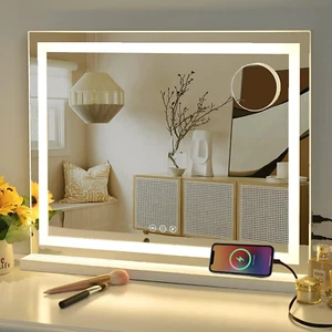 Kosmetikspiegel mit Lichtern, Make-up-Spiegel mit Lichtern, 3 Farbmodi, beleucht - Bild 1 von 9
