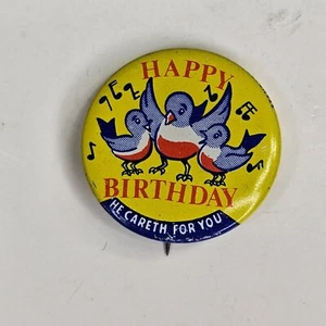 Chaleco De Colección Feliz Cumpleaños Religioso Pájaro Azul 1" Pinback Pin Botón - Imagen 1 de 4