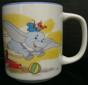 DUMBO THE FLYING ELEPHANT WITH THE RINGMASTER AND CLOWN WHITE TEA COFFEE MUG CUP - Picture 1 of 4