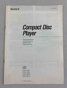 Sony CDP-390 CDP-190 CDP-M39 CDP-M19 Instructions Compact Disc Player Original - Afbeelding 1 van 4
