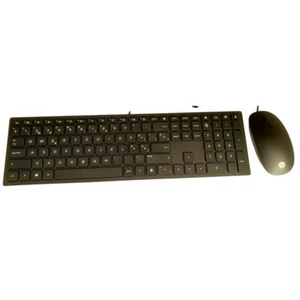 Hp Black Wired Slim Keyboard Mouse Set Swiss QWERTZ Layout USB - Picture 1 of 3