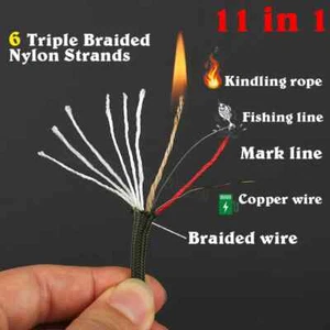 550 33-100FT 10-adriges Paracord 4mm Outdoor Camping Survival Tool PE-Feuerseil - Bild 1 von 22