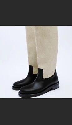 Botas Zara Combinadas Cuero Hasta la Rodilla Multicolor Foto 1 de 4