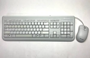 Microsoft Wired Keyboard Model 1366 400 V1.0 Mouse Combo White Vintage USB - Picture 1 of 13