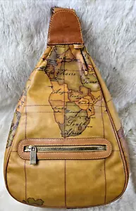 Alviero Martini 1A Classe GEO CLASSIC BEIGE ONE SHOULDER BACKPACK MADE IN ITALY - Picture 1 of 17