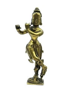 Antique Figure Bronze Krishna Playing of The Flute India 15e There, कृष्ण - Picture 1 of 11