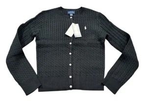 NEW Polo Ralph Lauren Girls Mini Cable Knit Cardigan Black Size X-Large XL (16) - Picture 1 of 3