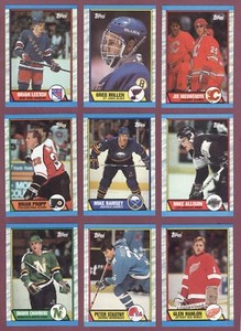 1989-90 TOPPS NHL HOCKEY CARD 118-198 & INSERT STICKER + BOX BOTTOM SEE LIST