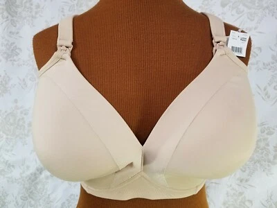 Sutiã de Enfermagem Maternidade Maternidade 44DDD NOVO Bege Copo Liso Sem Fio #93684 - Imagem 1 de 4