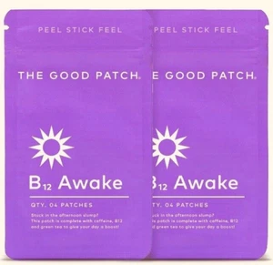 2 Pk. Gift Set! The Good Patch, 2pk. B12 AWAKE, Qty. 8 Patches Peel, Stick VEGAN - Picture 1 of 3