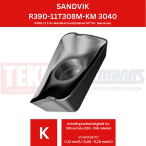 10 x SANDVIK R390-11T308M-KM 3040 Piastre di tornitura di fresatura per ghisa - Foto 1 di 4