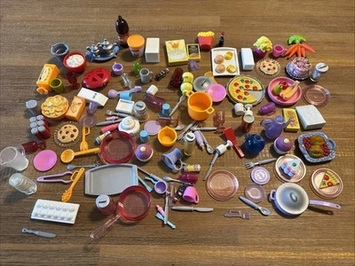 Lote De Colección Cocina Barbie Muñeca Miniaturas JUGAR COMIDA Comestibles Platos Utensilios Foto 1 de 4
