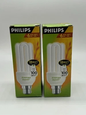 2 X Philips 18 Watt (100w)Genie, Energy Saving Light Bulbs, Long Life - Image 1 of 3