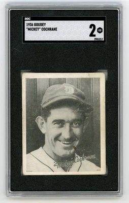 1936 Goudey Mickey Cochrane Detroit Tigers SGC 2 Новая оценка - Изображение 1 из 2