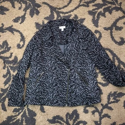 Fashion Bug XL Women's Blazer Black Gray Zebra - Image 1 of 4