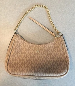 Michael Kors Signature Logo Jet Set Charm Pouchette Shoulder Bag - Picture 1 of 6