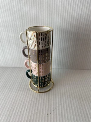 Coco & Lula Stackable Espresso Cups With Stand Set Of 4 Cups - Image 1 of 4