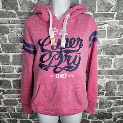 Superdry Womens Hoodie Size Small Pink Real Dry Goods Logo Pullover - Image 1 of 4