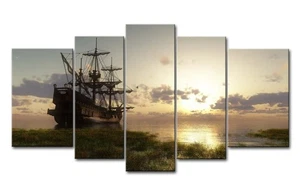 Pirate Ship Nautical Wall Art Viking Ship 5 Panel Painting The Picture Prints... - Picture 1 of 7