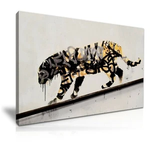 Banksy Tiger Graffiti Leinwandbild moderne Kunst ~ 5 Größen - Bild 1 von 7